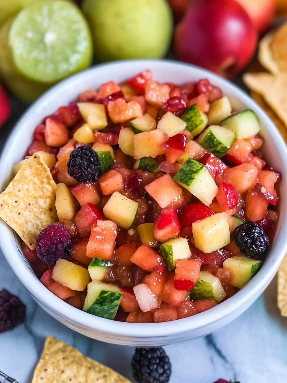 Delicious Fruit Salsa with Cinnamon Sugar Tortilla Chips Recipe 5 Fruit Salsa with Cinnamon Sugar Tortilla Chips