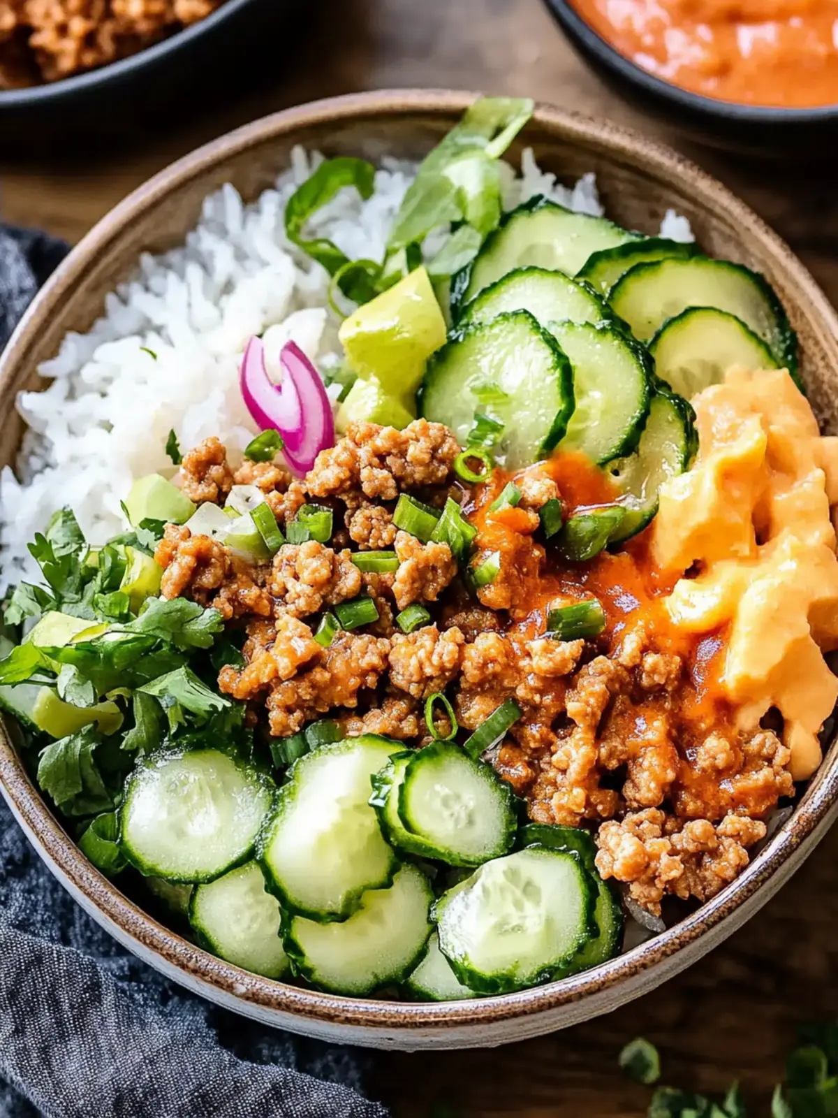 Delicious Ground Turkey Rice Bowls with Bang Bang Sauce Easy and Fast 2 Ground Turkey Rice Bowls Bang Bang Sauce Easy and Fast