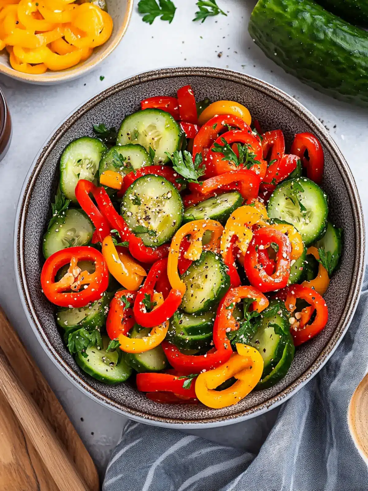 Crispy Cucumber and Sweet Pepper Salad with Zesty Ginger Kick 3 Cucumber and Sweet Pepper Salad