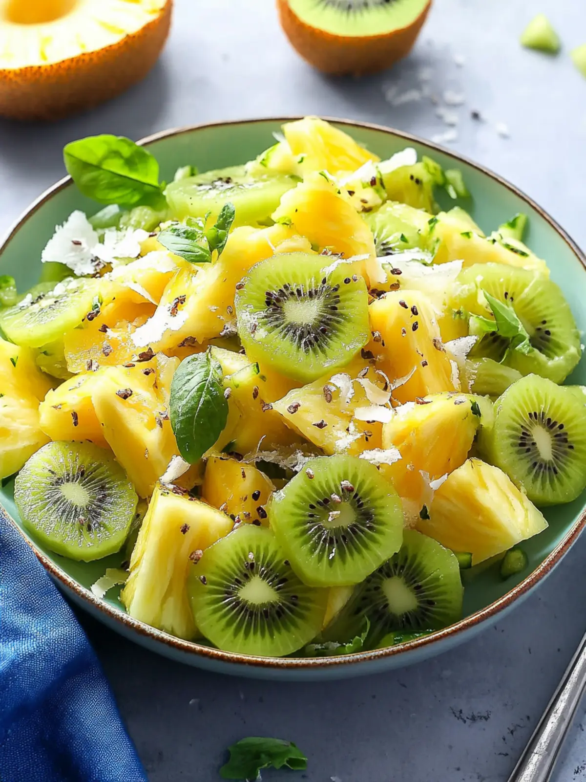 Refreshing Pineapple Kiwi Salad with Toasted Coconut Bliss 3 Pineapple Kiwi Salad