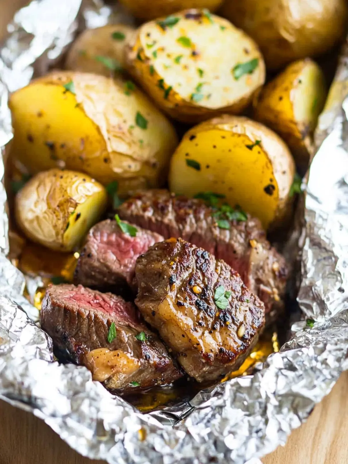 Garlic Butter Steak and Potato Foil Packets for Easy Grilling 2 Garlic Butter Steak and Potato Foil Packets