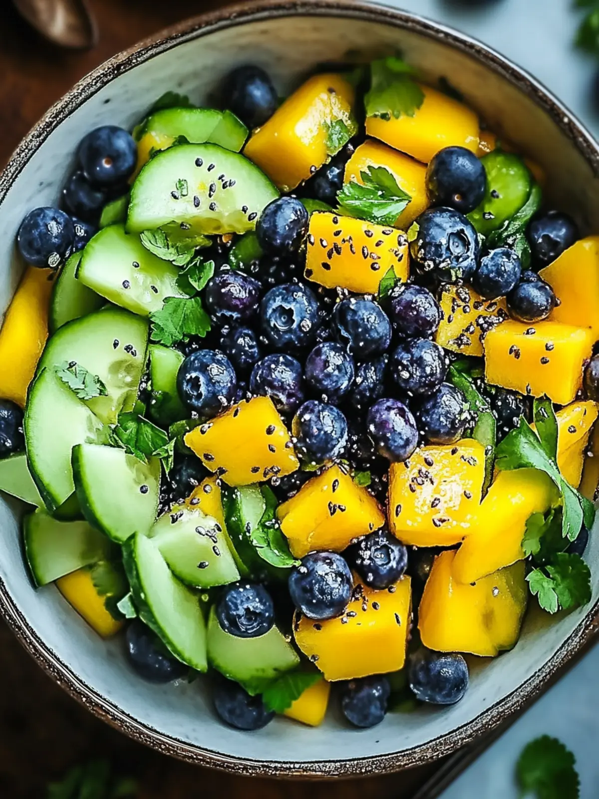 Juicy Mango Cucumber Salad with Blueberries and Avocado Bliss 5 Juicy Mango Cucumber Salad with Blueberries and Avocado