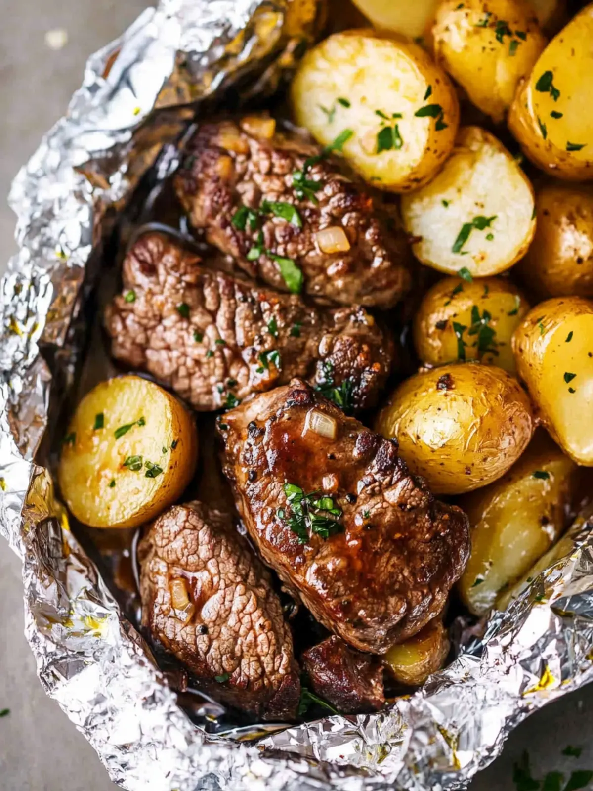 Garlic Butter Steak and Potato Foil Packets for Easy Grilling 4 Garlic Butter Steak and Potato Foil Packets