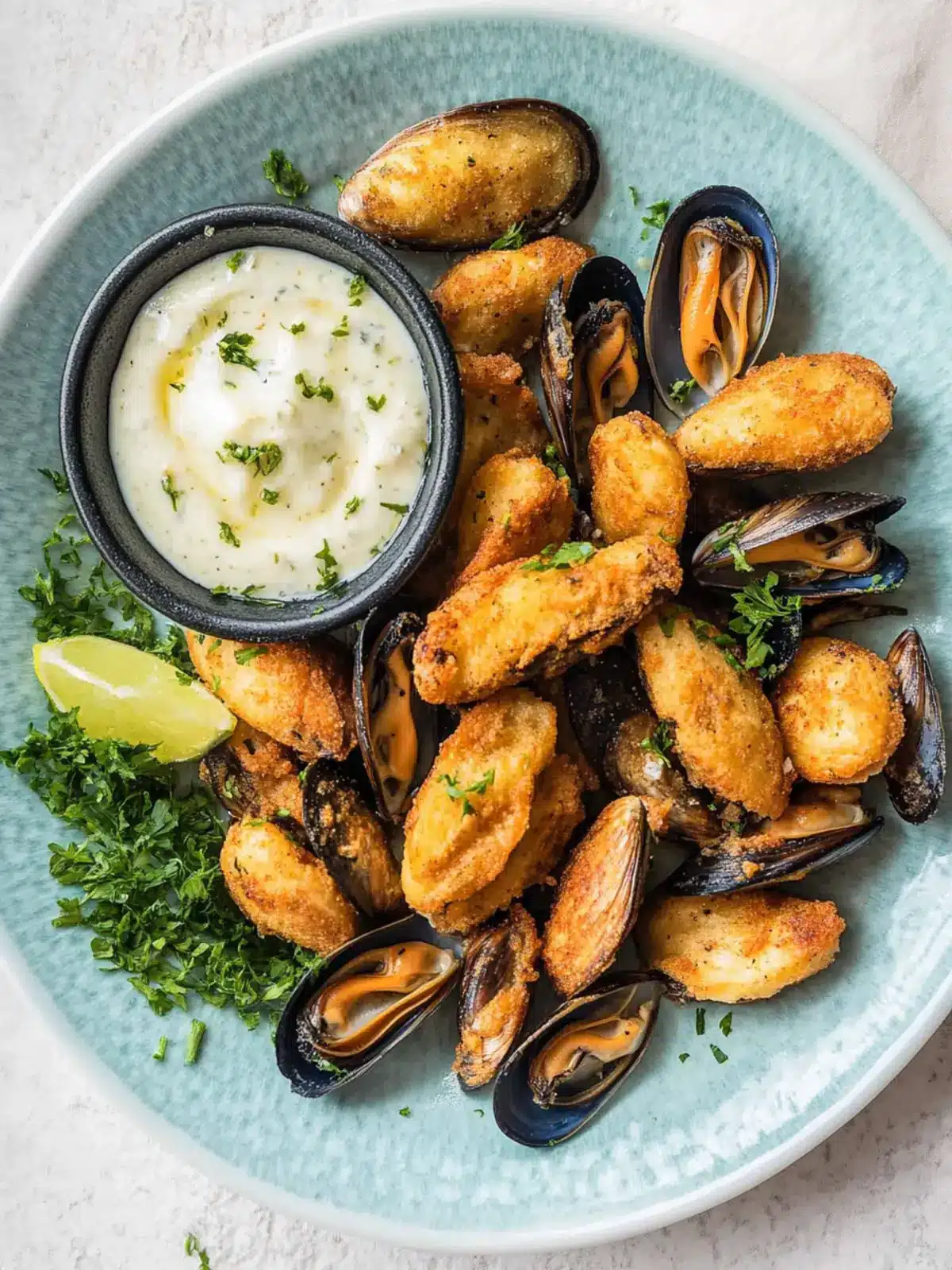 Delicious Greek Fried Mussels with Skordalia Bliss 5 Greek Fried Mussels