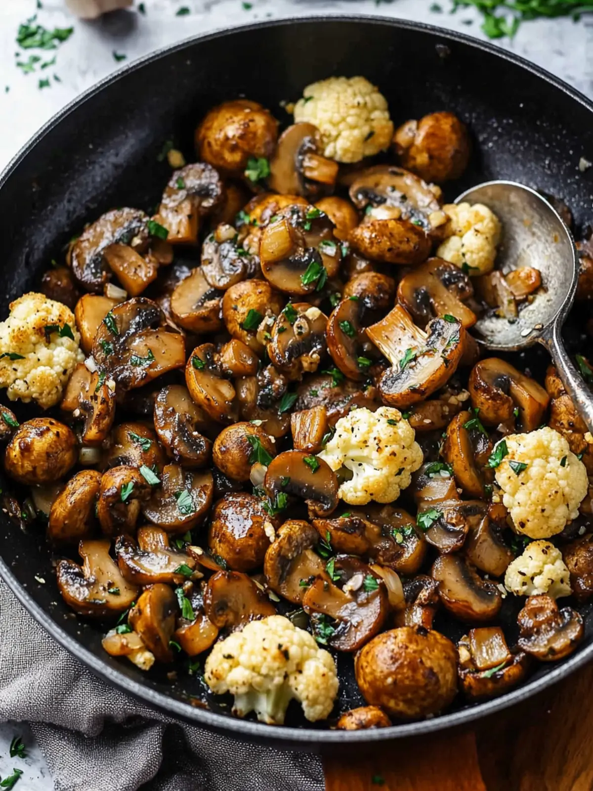 Garlic Mushrooms Cauliflower Skillet: A Flavorful Delight 4 Garlic Mushrooms Cauliflower Skillet