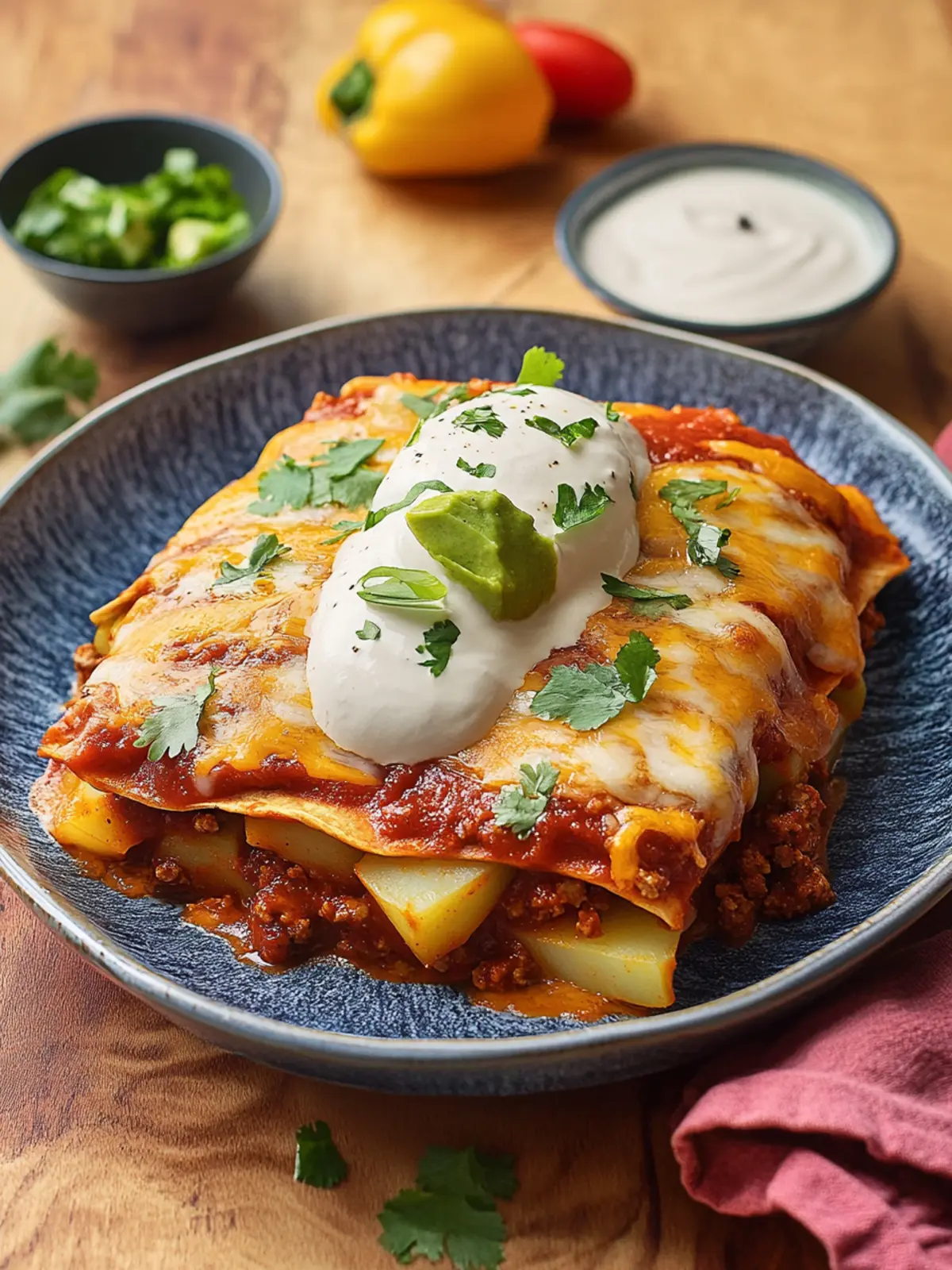 Stacked Potato and Chorizo Enchiladas for Cozy Nights 2 Stacked Potato and Chorizo Enchiladas