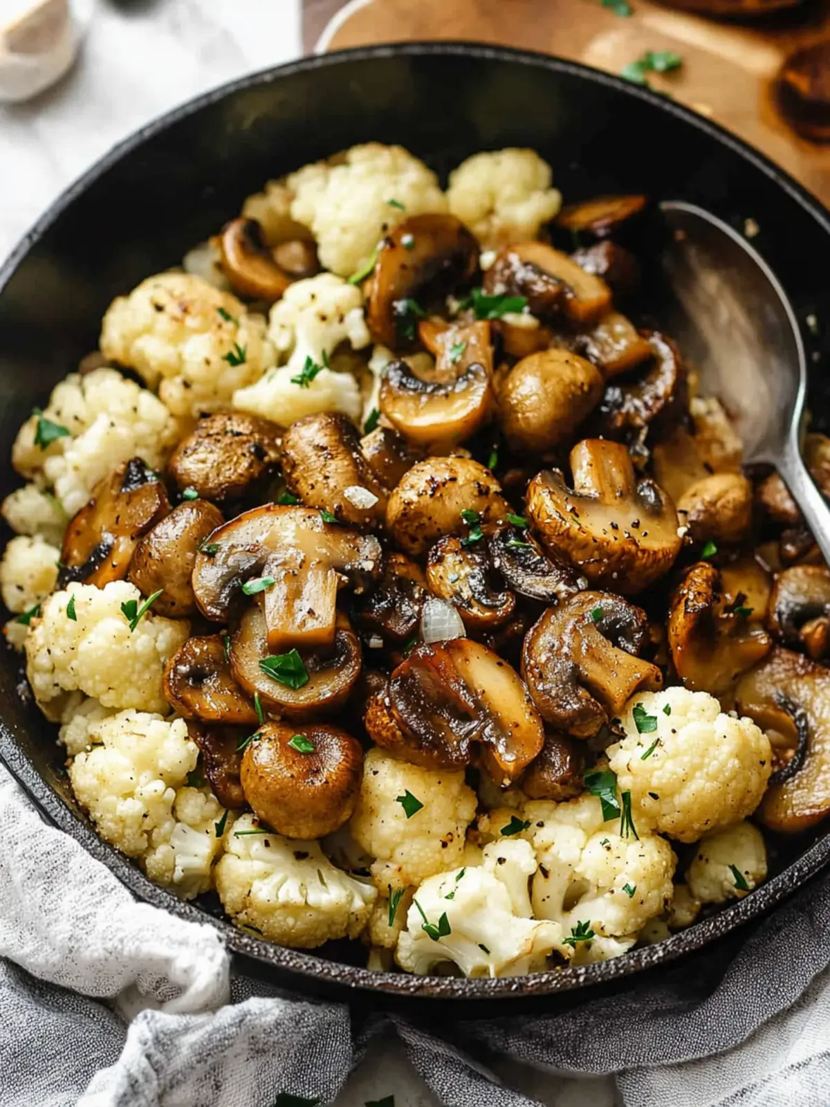 Garlic Mushrooms Cauliflower Skillet: A Flavorful Delight 2 Garlic Mushrooms Cauliflower Skillet