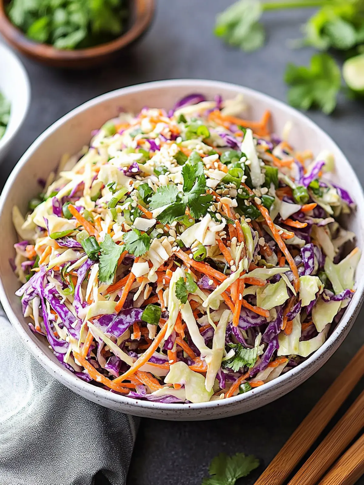 Crunchy Asian Coleslaw with Ginger Dressing You'll Love 2 Crunchy Asian Coleslaw with Ginger Dressing