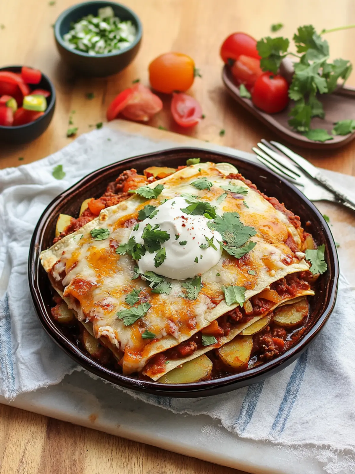 Stacked Potato and Chorizo Enchiladas for Cozy Nights 4 Stacked Potato and Chorizo Enchiladas