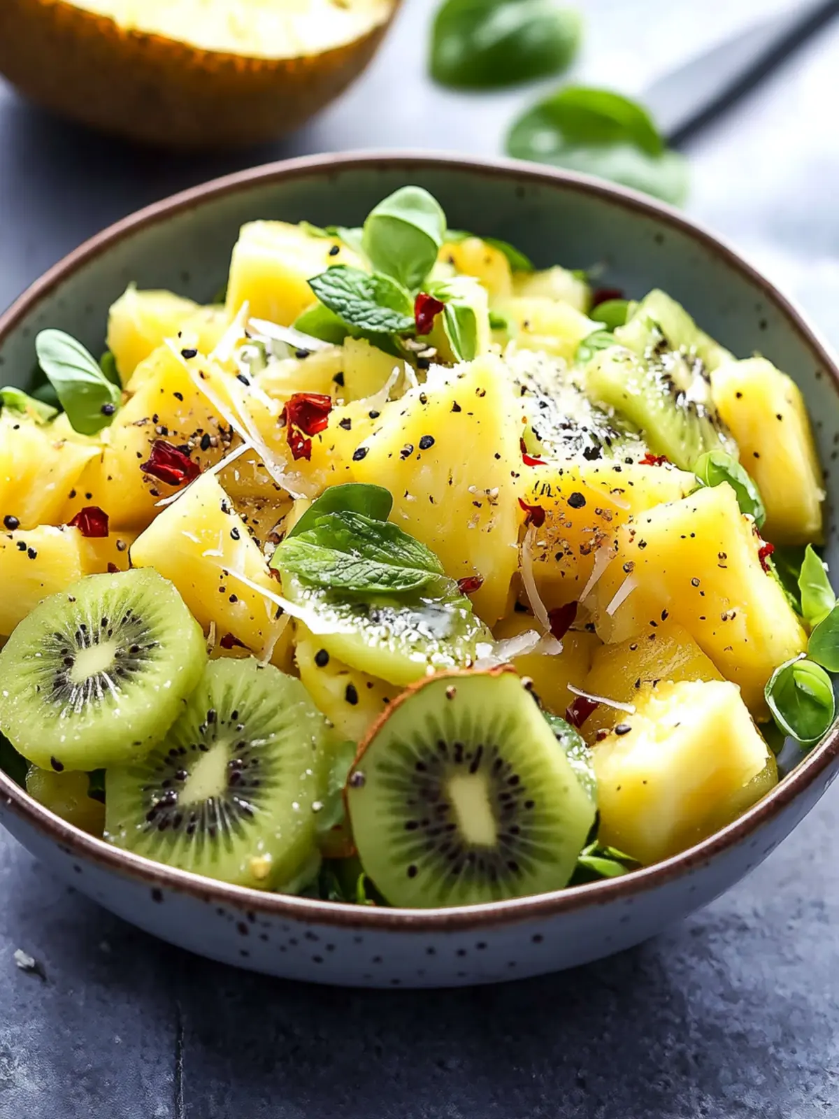Refreshing Pineapple Kiwi Salad with Toasted Coconut Bliss 4 Pineapple Kiwi Salad