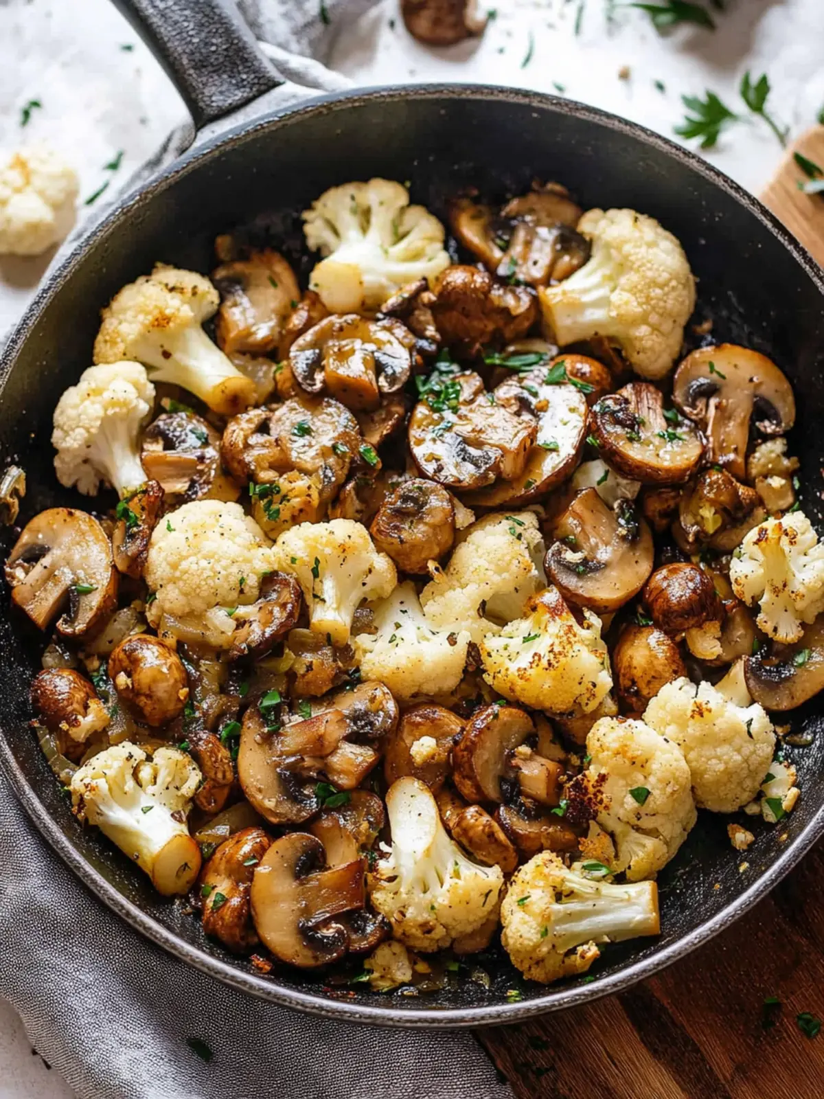 Garlic Mushrooms Cauliflower Skillet: A Flavorful Delight 3 Garlic Mushrooms Cauliflower Skillet