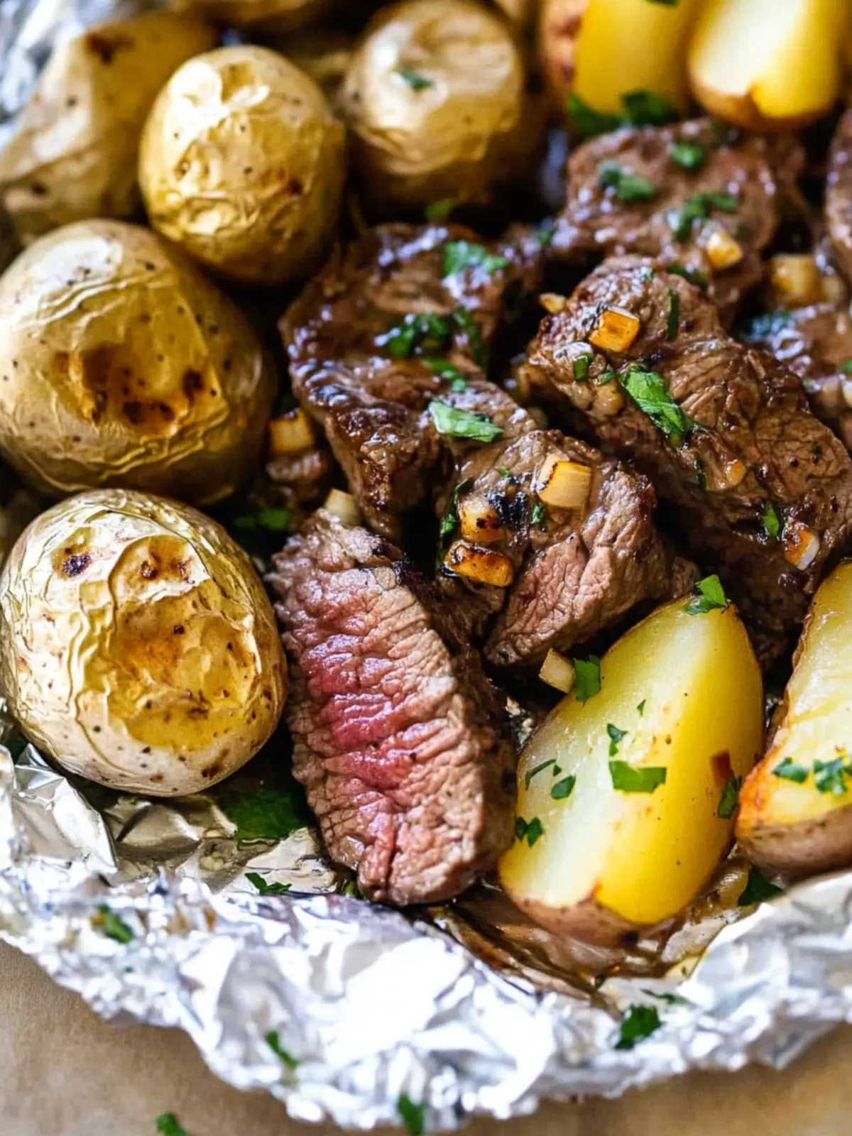 Garlic Butter Steak and Potato Foil Packets for Easy Grilling 3 Garlic Butter Steak and Potato Foil Packets
