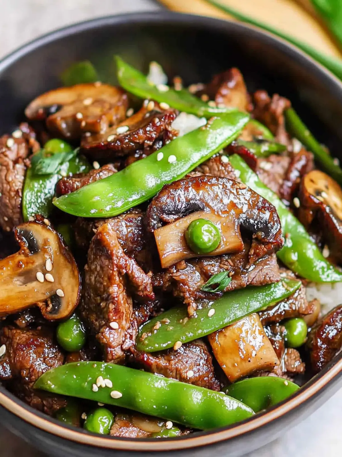 Savor Asian Beef with Mushrooms and Sugar Snap Peas Tonight 3 Asian Beef with Mushrooms and Sugar Snap Peas