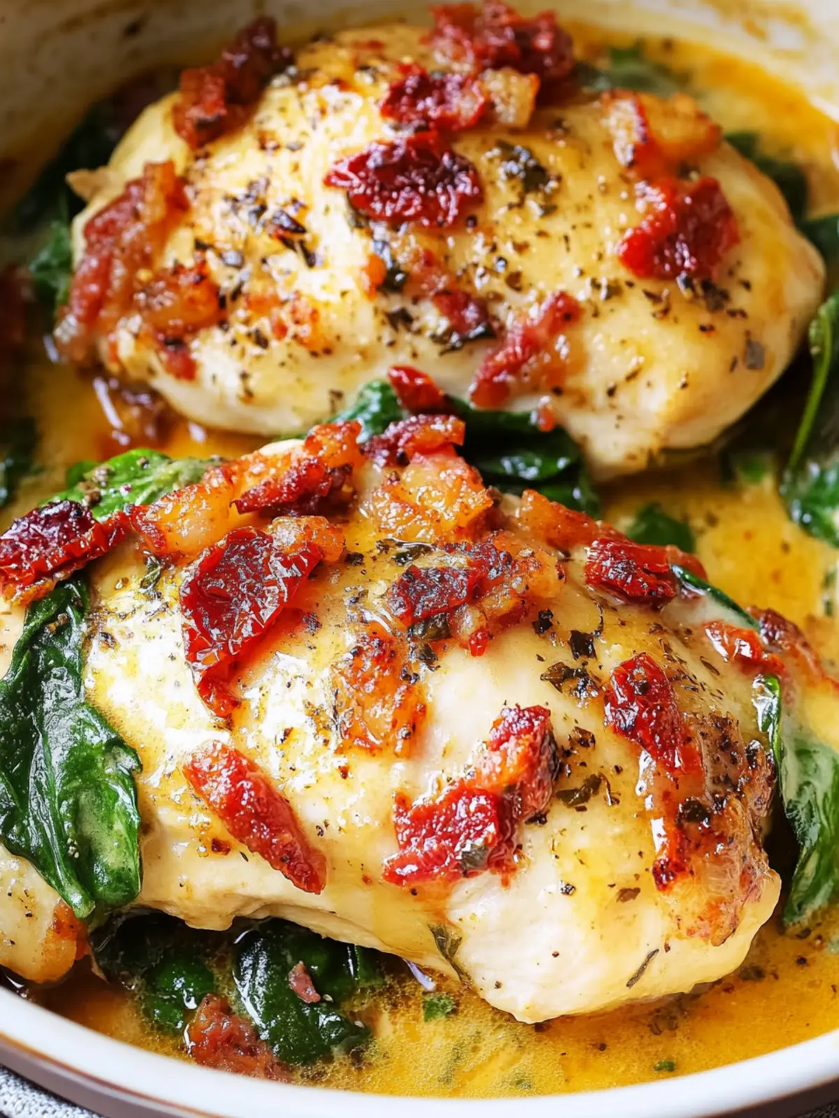 Irresistible Sun-Dried Tomato, Spinach, and Bacon Chicken Delight 4 Sun-Dried Tomato, Spinach, and Bacon Chicken