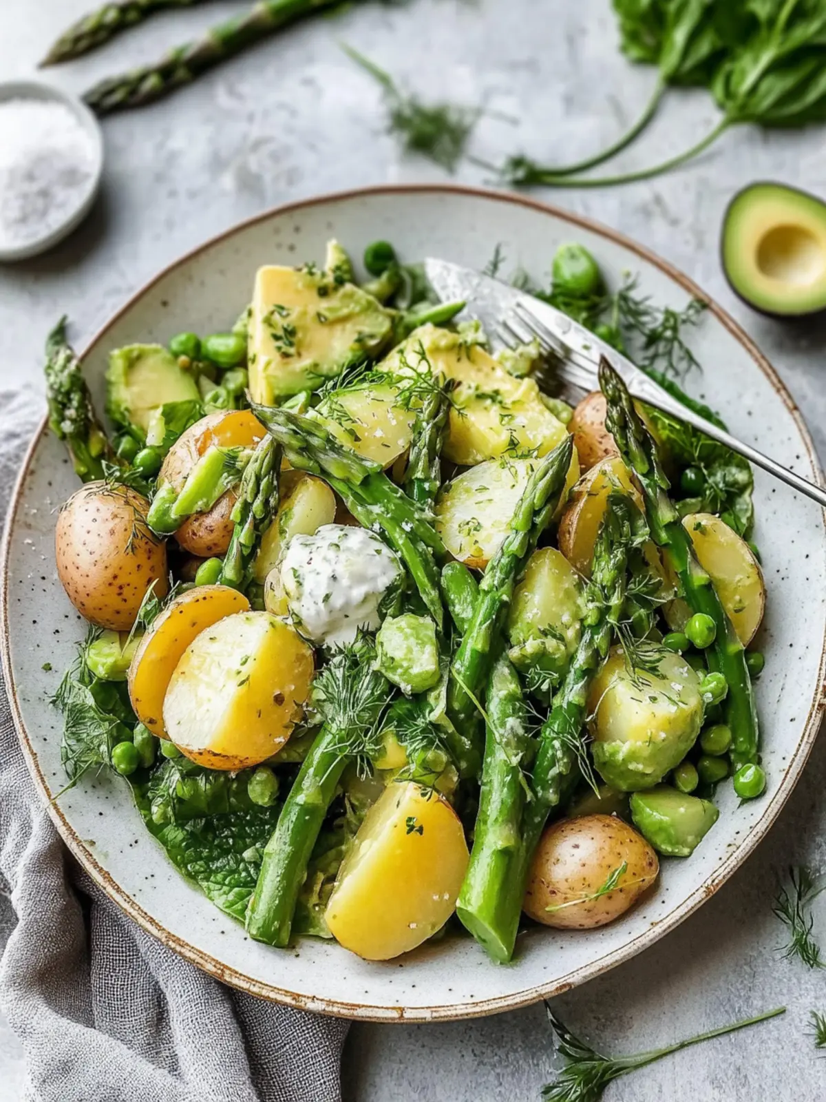 Delicious Healthy Meal Cold Asparagus Salad with Potatoes & Avocado 2 Healthy Meal Cold Asparagus Salad With Potatoes & Avocado