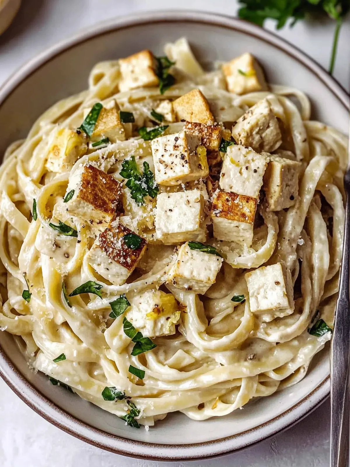 Creamy Tahini Pasta with Lemon, Garlic and Tofu Bliss 5 Creamy Tahini Pasta with Lemon, Garlic and Tofu