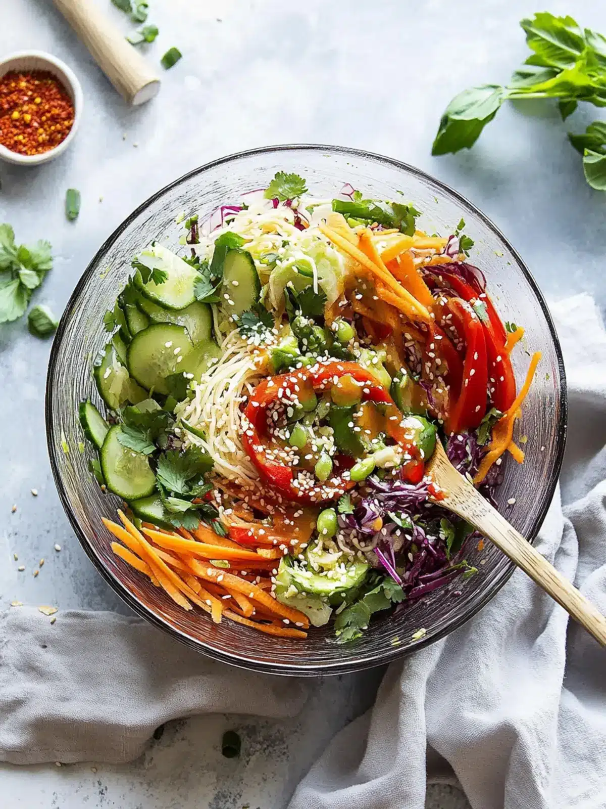Delicious Spring Roll Salad with Spicy Ginger Dressing Today 4 Spring Roll Salad with Spicy Ginger Dressing