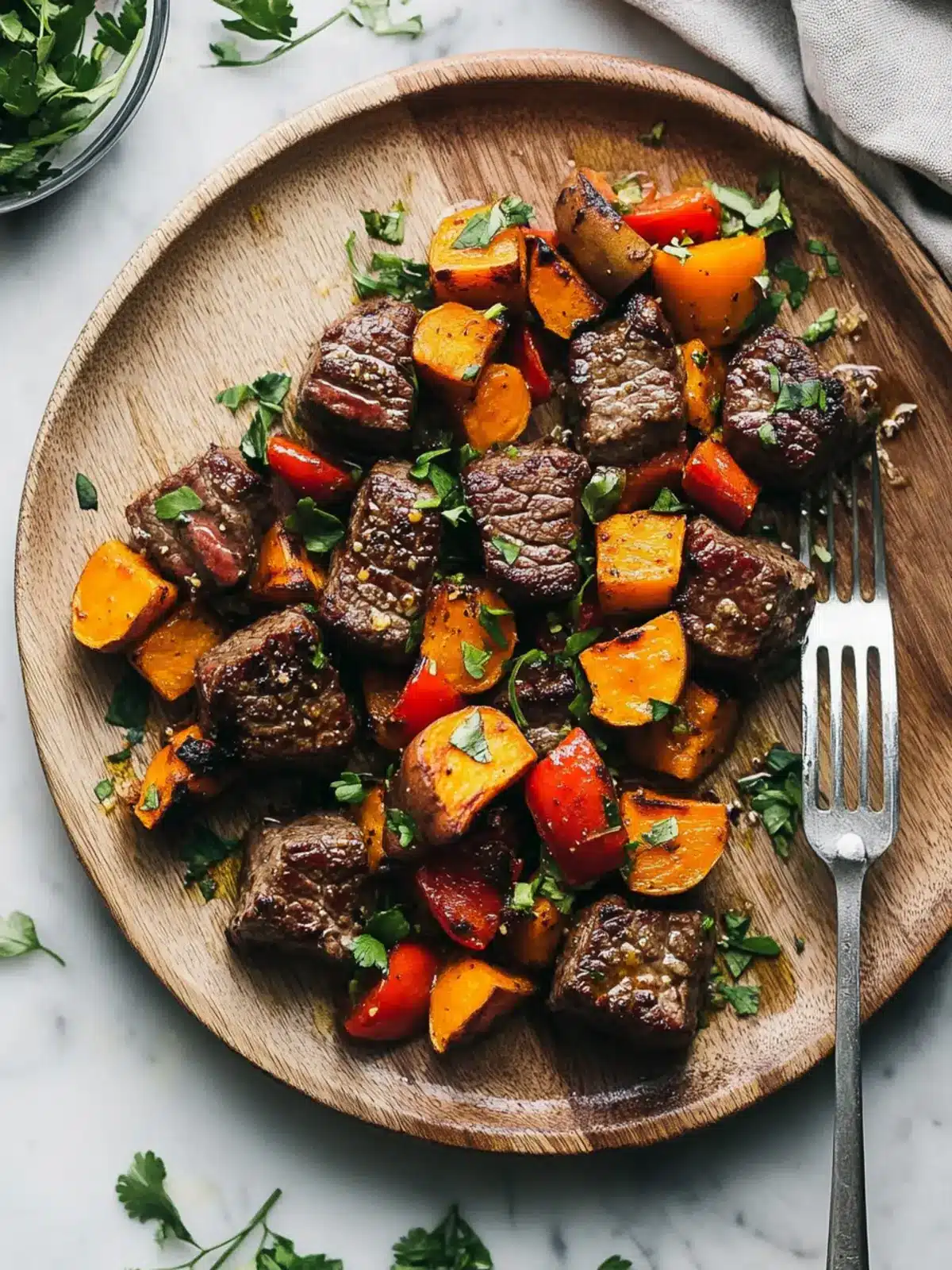 Savory Steak Bites with Sweet Potatoes and Peppers Delight 2 Steak Bites with Sweet Potatoes and Peppers