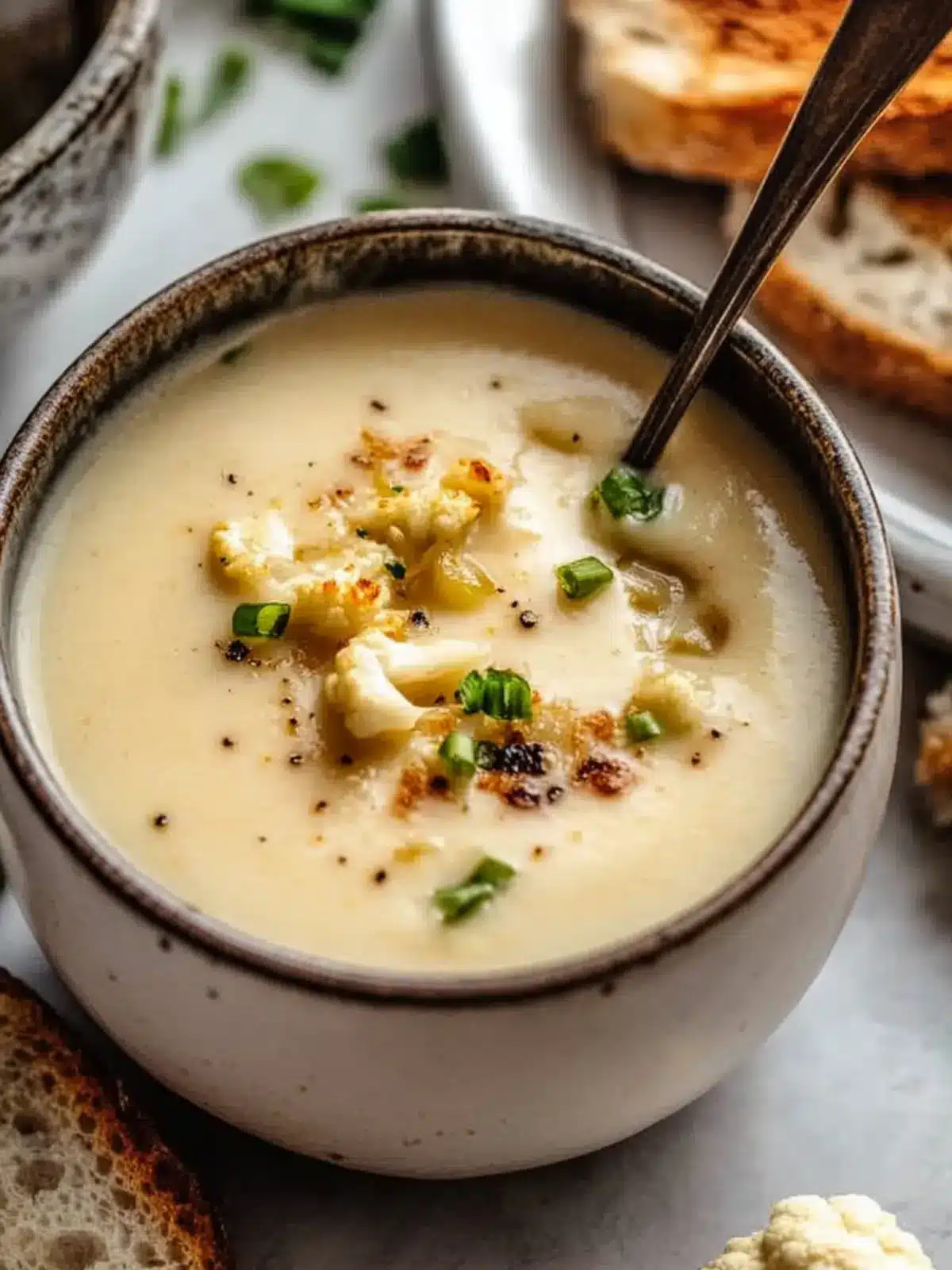 Roasted Garlic Cheddar Cauliflower Soup: Cozy Comfort Bowl 3 Roasted Garlic Cheddar Cauliflower Soup