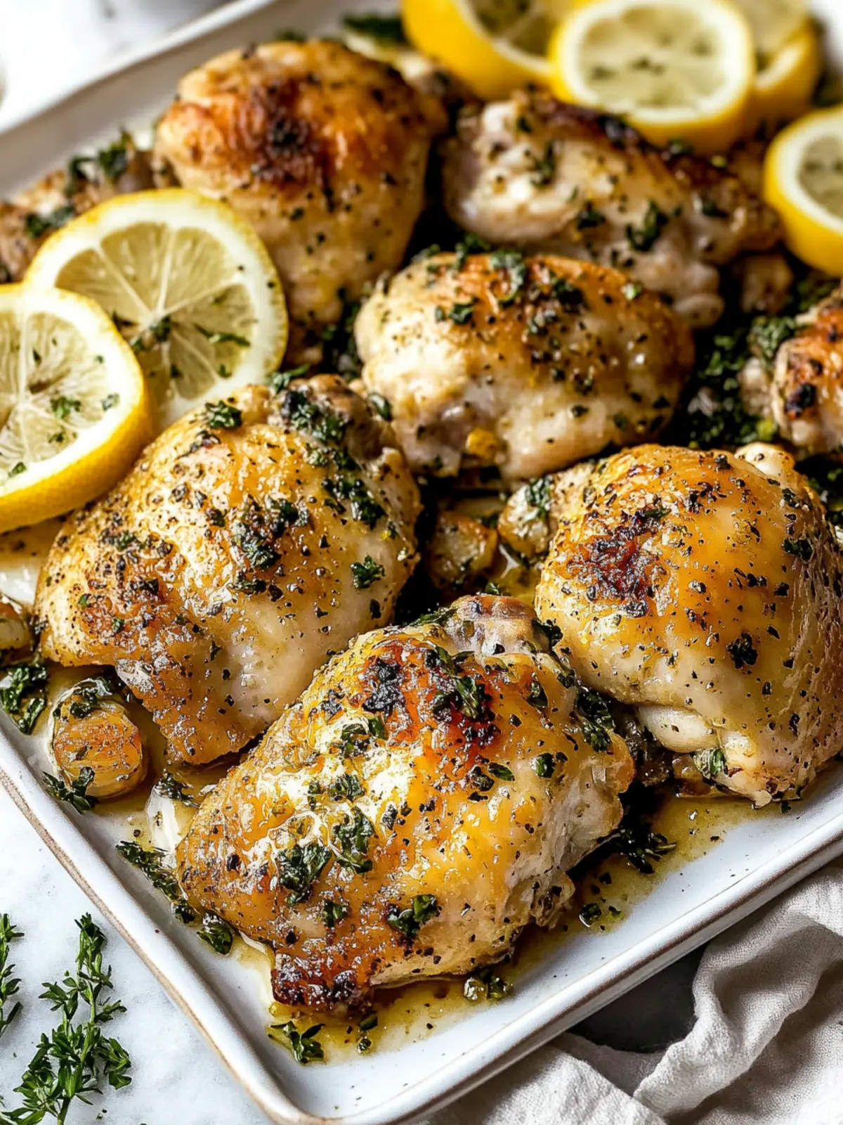 Savory Lemon Garlic Chicken Thighs for Easy Sheet Pan Dinner 4 Lemon Garlic Chicken Thighs