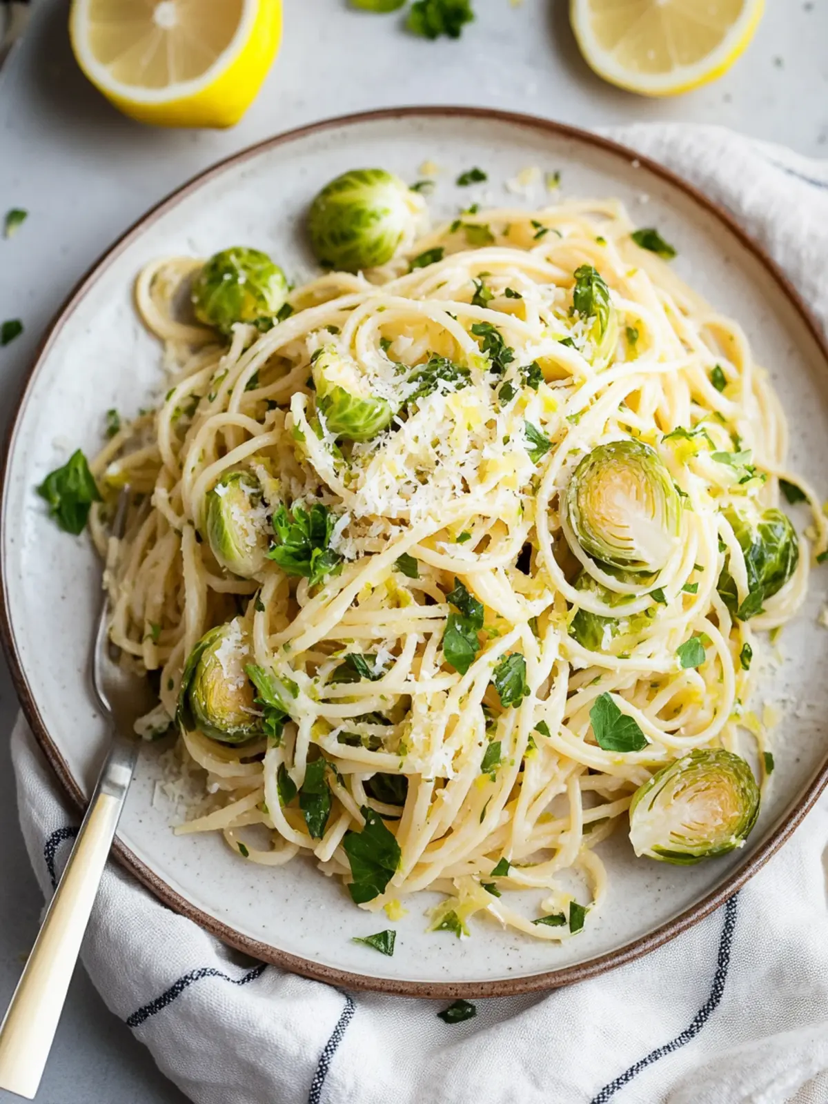 Lemon Parmesan Brussels Sprout Pasta for a Zesty Homemade Meal 4 Lemon Parmesan Brussels Sprout Pasta