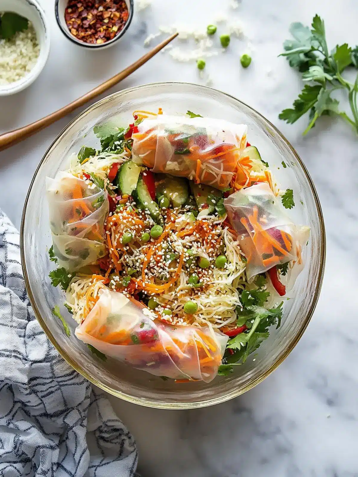 Delicious Spring Roll Salad with Spicy Ginger Dressing Today 2 Spring Roll Salad with Spicy Ginger Dressing