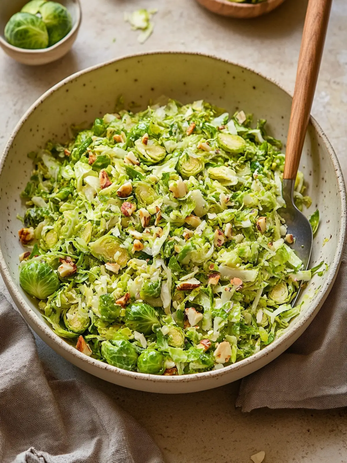 Shaved Brussels Sprout Salad with Zesty Lemon Dijon Dressing 2 Shaved Brussels Sprout Salad