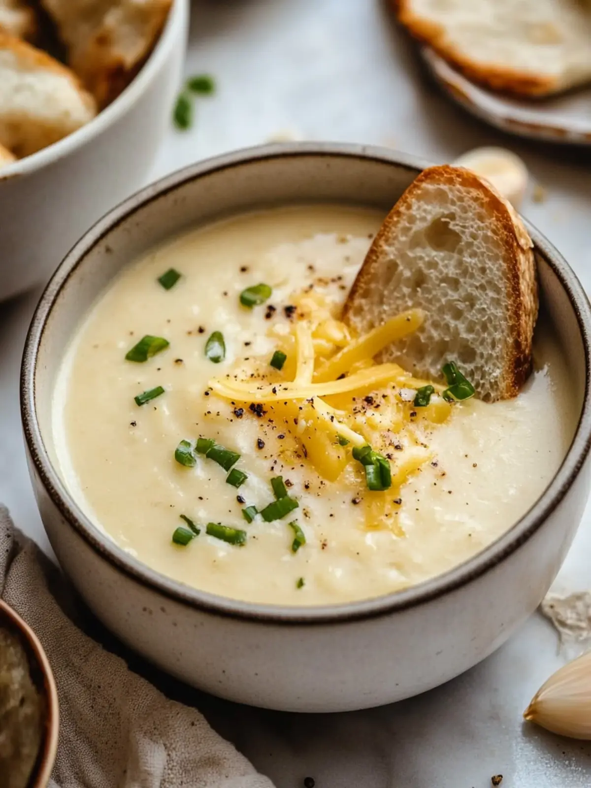 Roasted Garlic Cheddar Cauliflower Soup: Cozy Comfort Bowl 4 Roasted Garlic Cheddar Cauliflower Soup