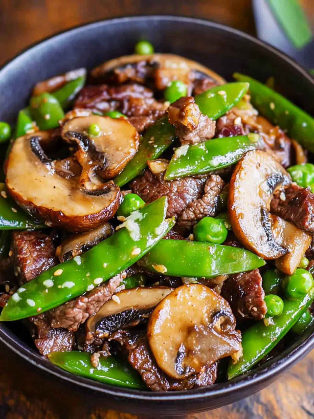 Savor Asian Beef with Mushrooms and Sugar Snap Peas Tonight 2 Asian Beef with Mushrooms and Sugar Snap Peas