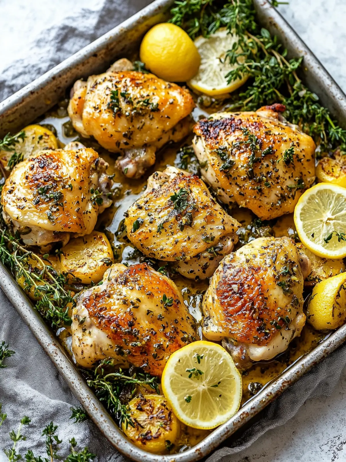 Savory Lemon Garlic Chicken Thighs for Easy Sheet Pan Dinner 2 Lemon Garlic Chicken Thighs