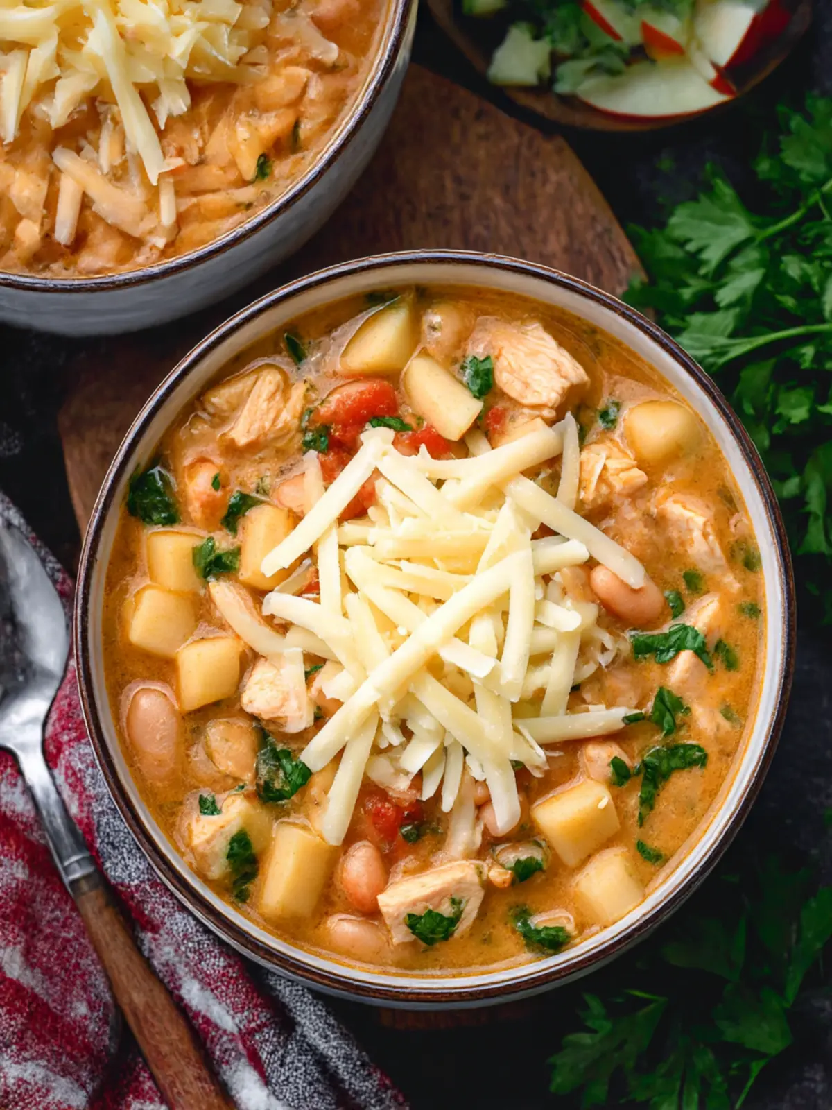 Comforting White Cheddar Apple Chicken Chili You’ll Crave! 5 White Cheddar Apple Chicken Chili