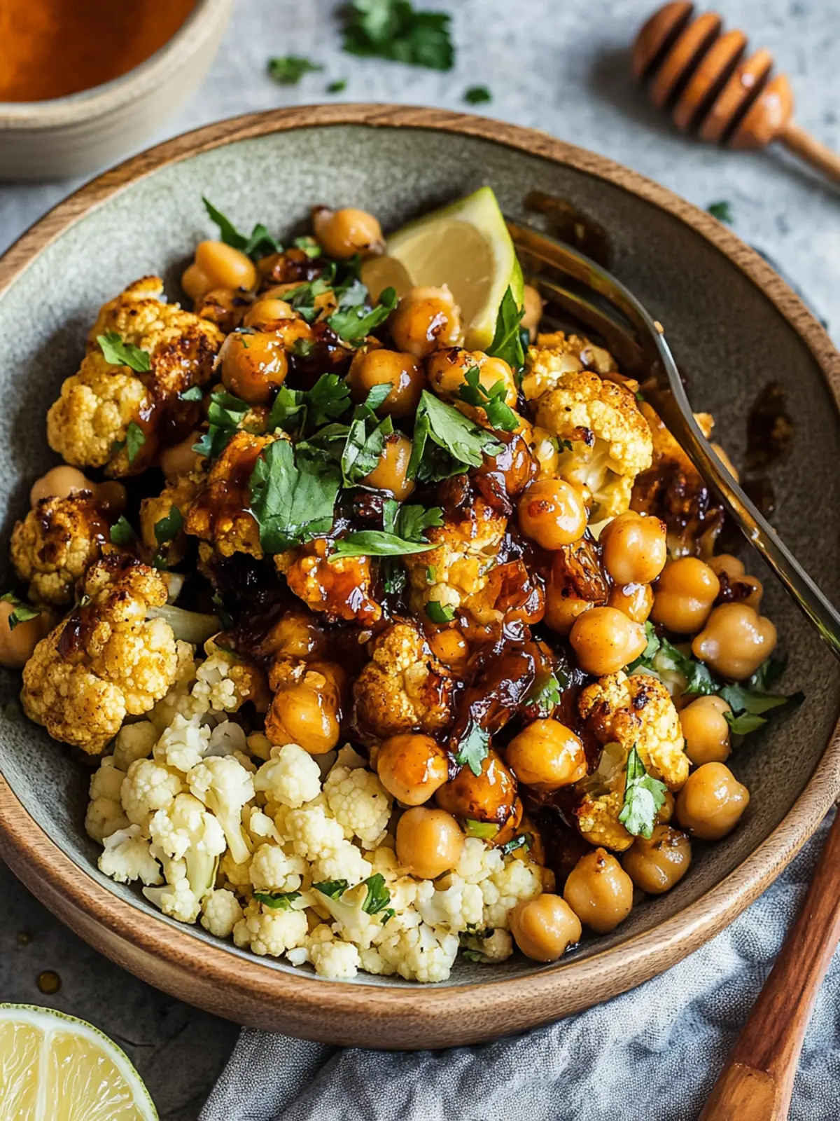 Vegan Hot Honey Cauliflower and Chickpeas for Epic Flavor 4 Vegan Hot Honey Cauliflower and Chickpeas