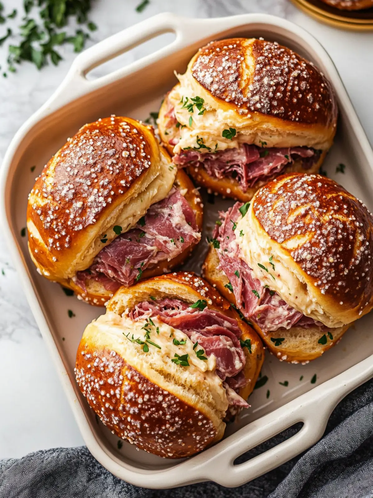 Irresistible Reuben Pretzel Sliders for Game Day Bliss 3 Reuben Pretzel Sliders