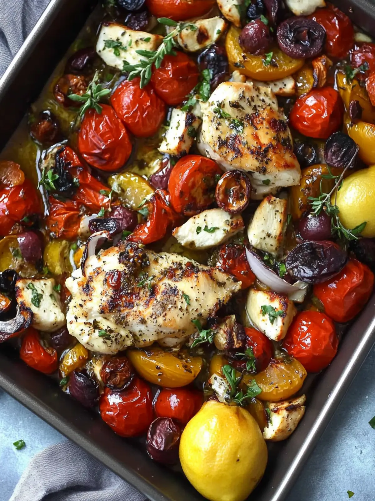 Savory Sheet Pan Greek Chicken with Colorful Roasted Veggies 3 Sheet Pan Greek Chicken