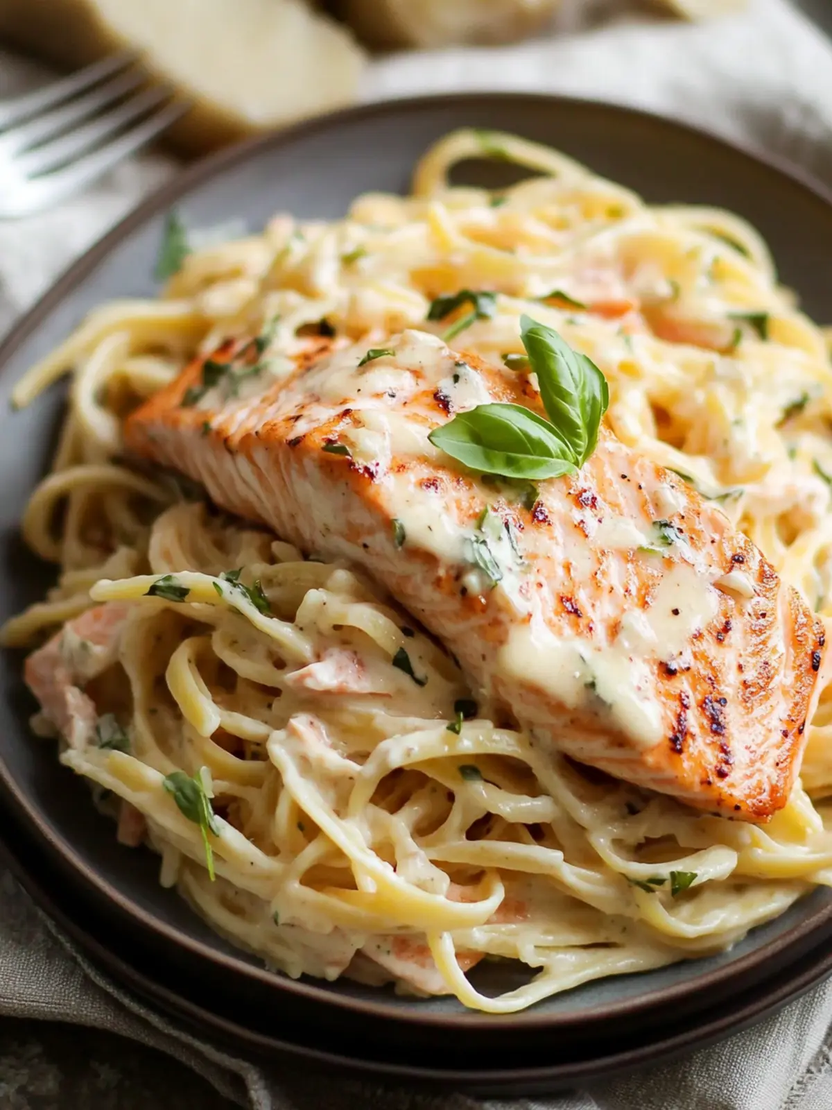 Creamy Salmon With Pasta Alfredo and Cajun Recipe