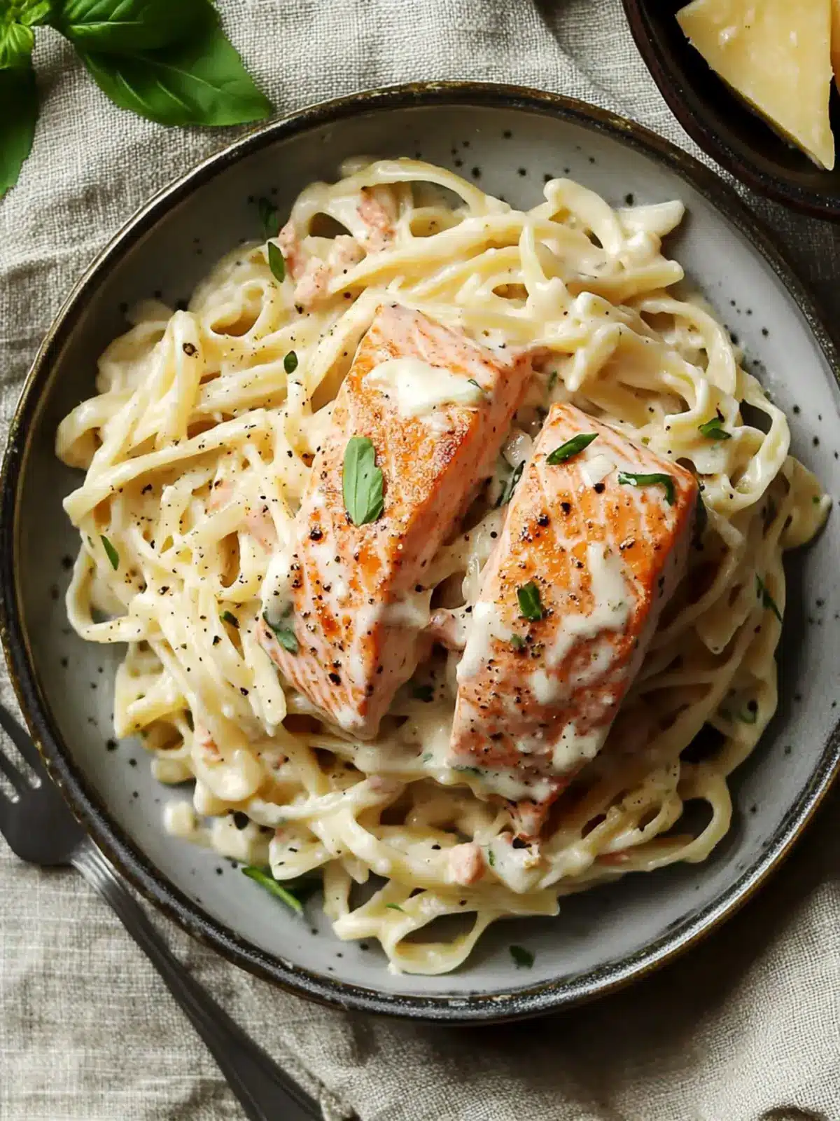 Creamy Salmon With Pasta Alfredo and Cajun Recipe