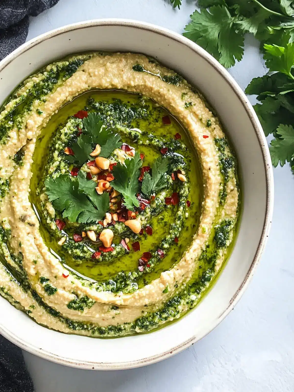 Homemade Spicy Cilantro Sauce Zhoug with Creamy Hummus 5 Homemade Spicy Cilantro Sauce (Zhoug) with Hummus
