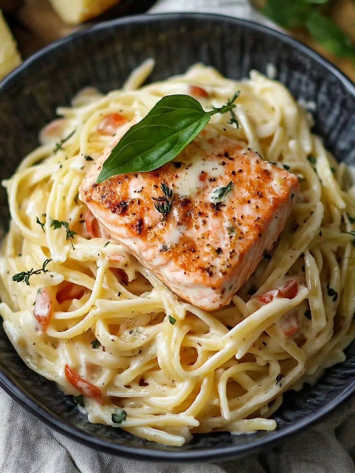 Creamy Salmon With Pasta Alfredo and Cajun Recipe