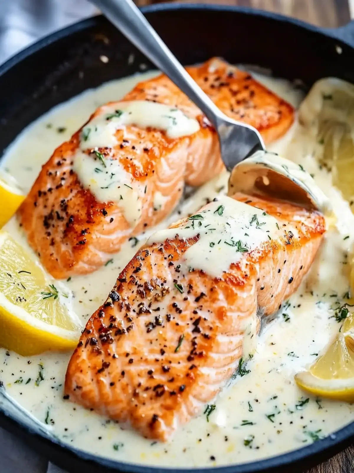 Delicious Salmon With Lemon Cream Sauce in 30 Minutes! 4 Salmon With Lemon Cream Sauce