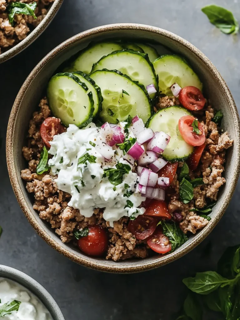 Healthy Greek Ground Chicken Bowls