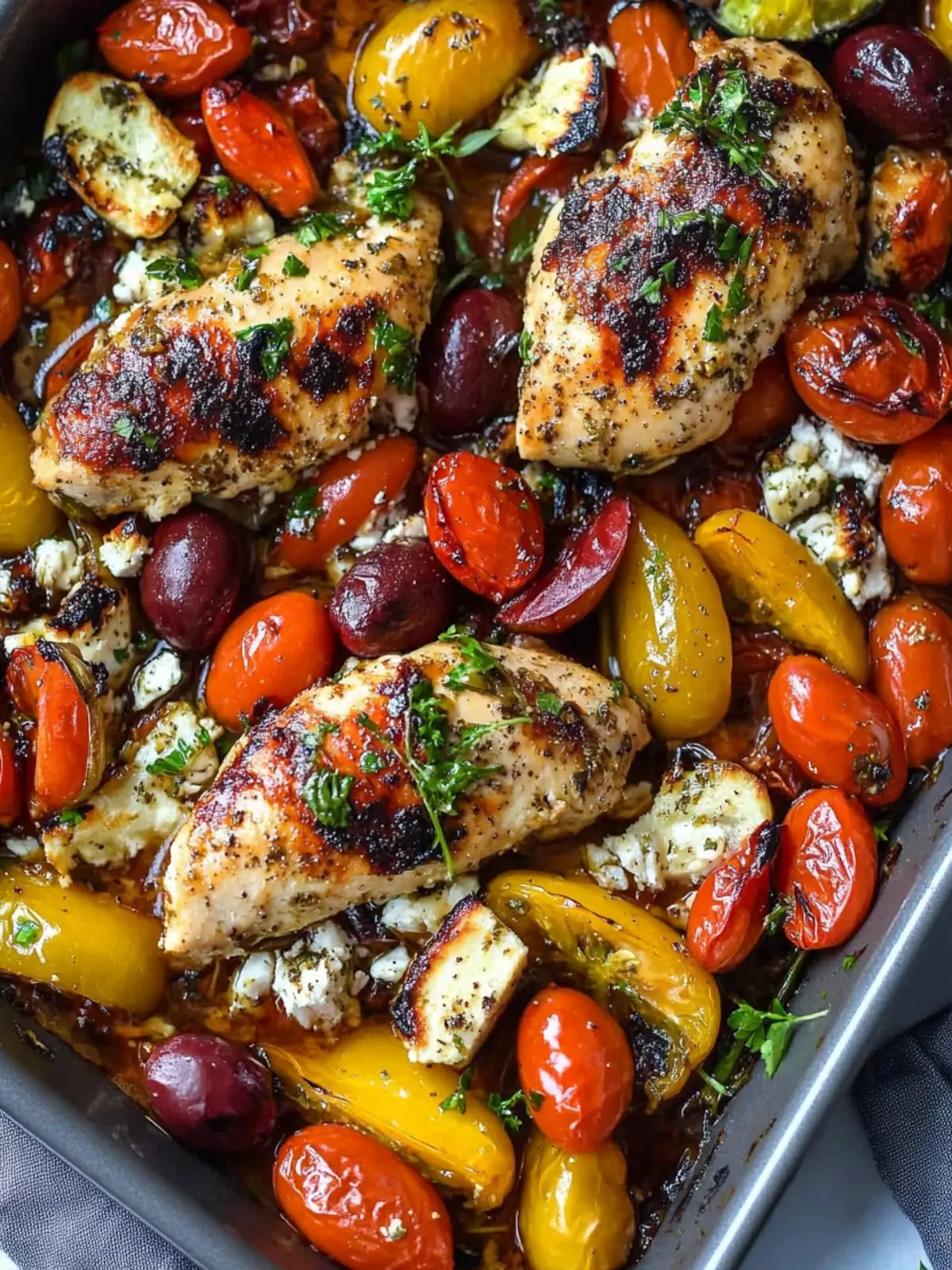 Savory Sheet Pan Greek Chicken with Colorful Roasted Veggies 5 Sheet Pan Greek Chicken