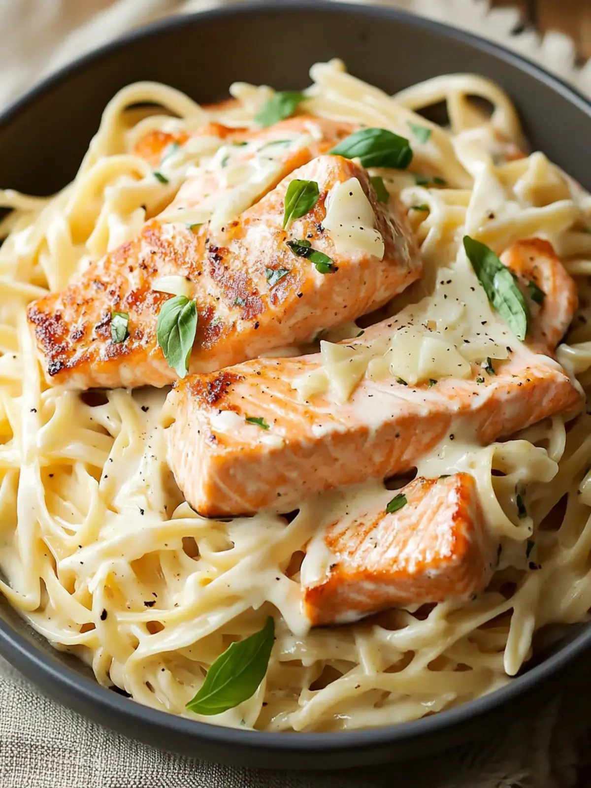 Creamy Salmon With Pasta Alfredo and Cajun Recipe