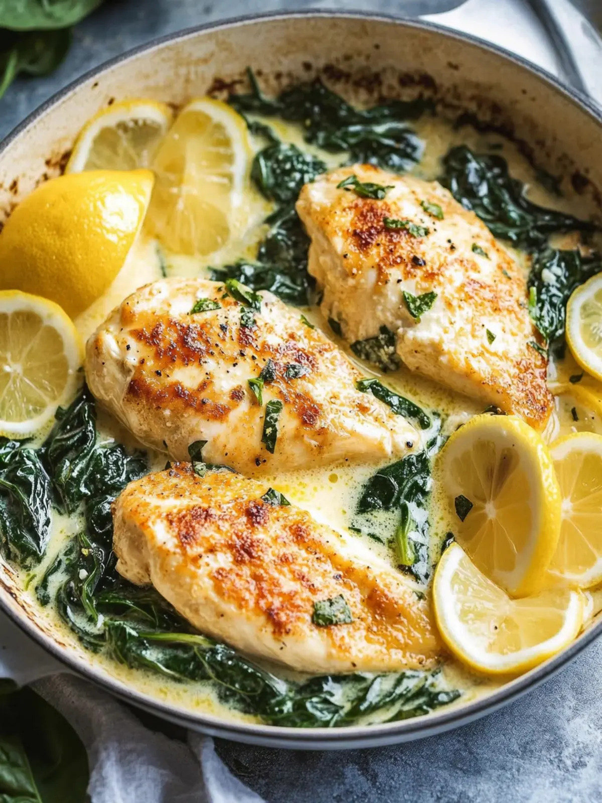 Lemon Spinach Parmesan Chicken (30 Minutes)