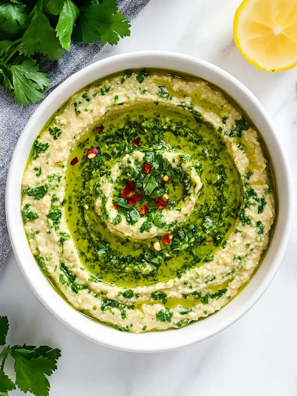 Homemade Spicy Cilantro Sauce Zhoug with Creamy Hummus 3 Homemade Spicy Cilantro Sauce (Zhoug) with Hummus