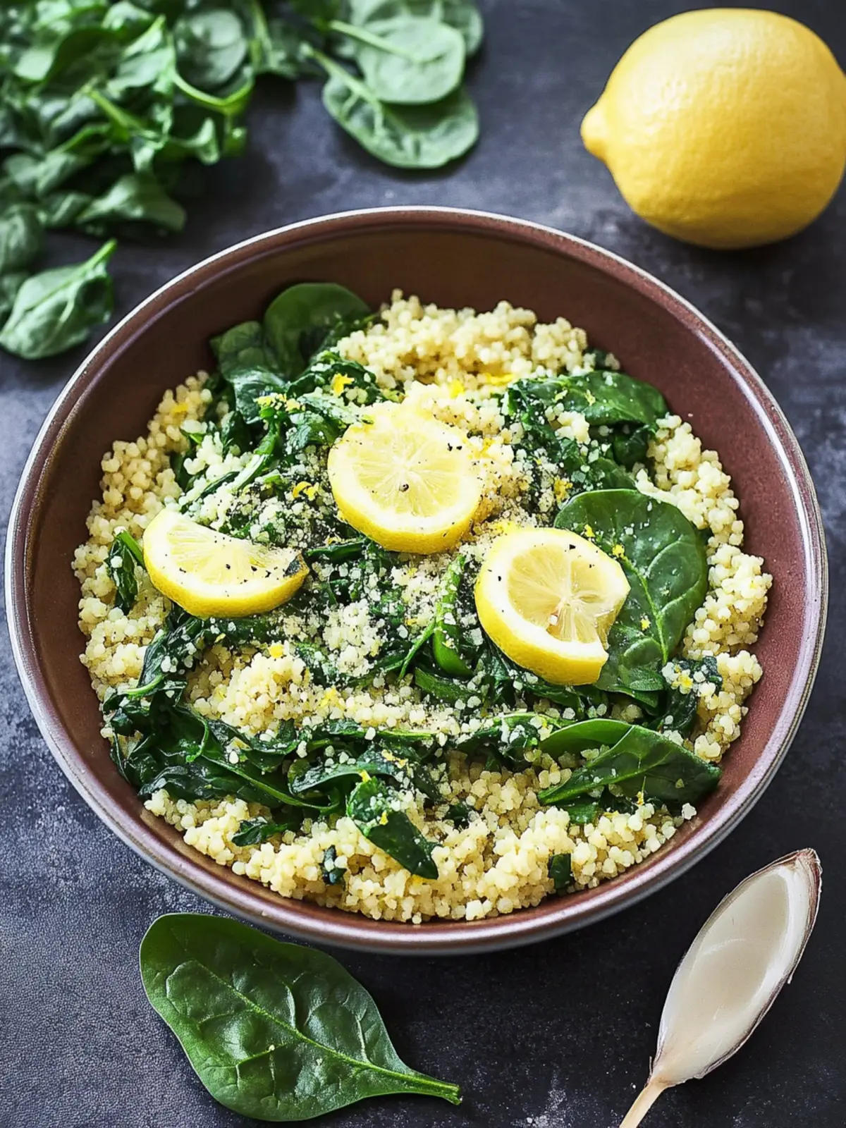 Delicious Spinach Couscous with Lemon and Garlic Bliss 3 Spinach Couscous with Lemon and Garlic